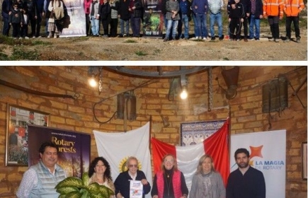 Participantes en la plantada de árboles previa y encuentro con los socios del Rotary Club de Valls